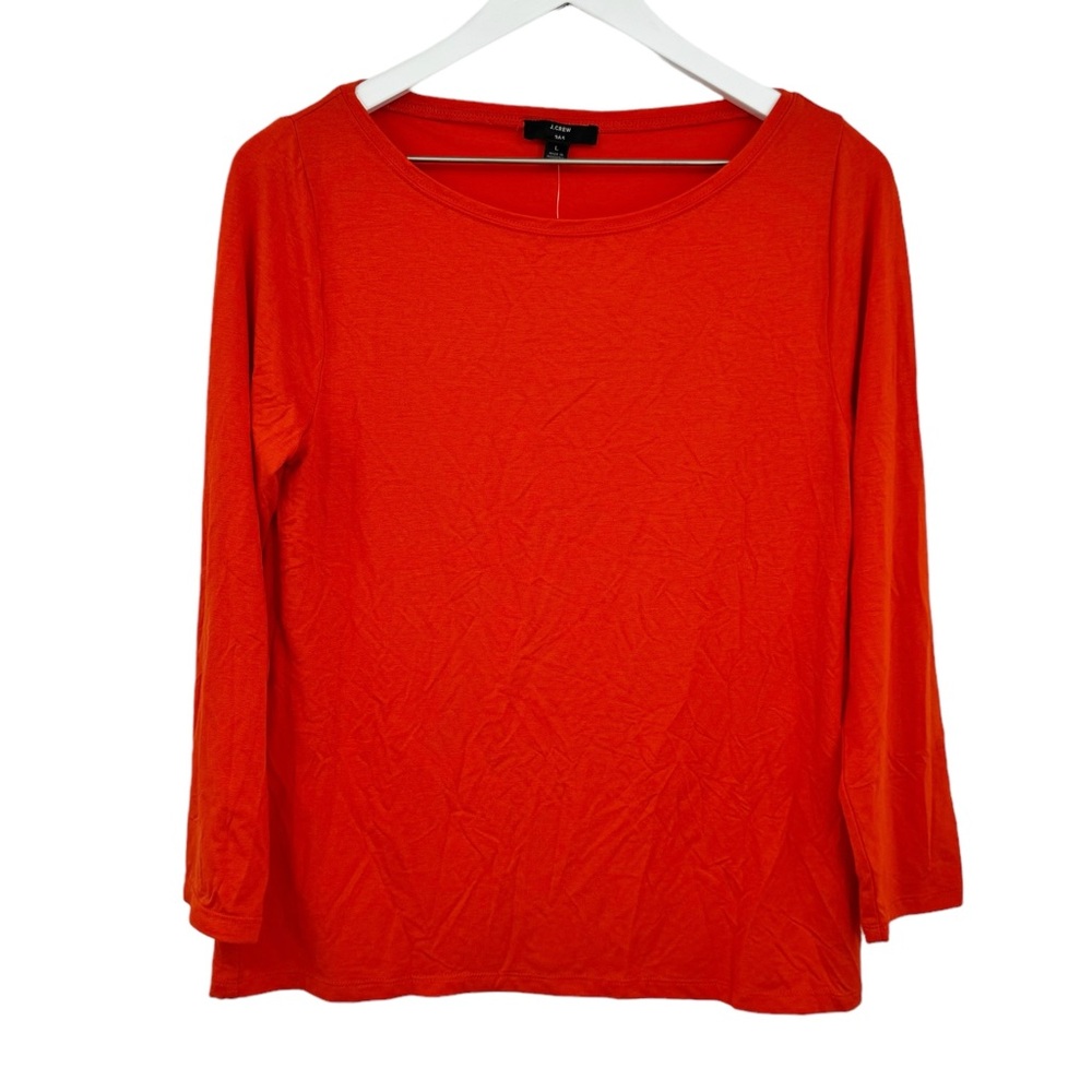 J Crew 365 Stretch Boatneck Tee Shirt Orange Fall Autumn Casual Orange Large